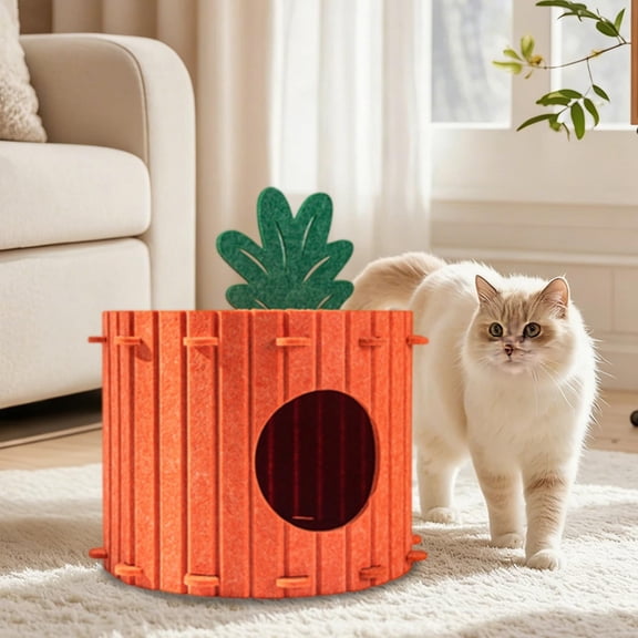 NWOKYZGH Rabbit Hideout, Felt Cloth Bunny Bed, Carrot theme Guinea Pig Beds, Small Animal Hideaway House,s Hiding Hut