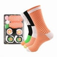thumbnail image 1 of NWOKYZGH Rainbow Socks - Men's Women's - Sushi Socks Box Tuna Salmon Cucumber - 3 Pairs, 1 of 4