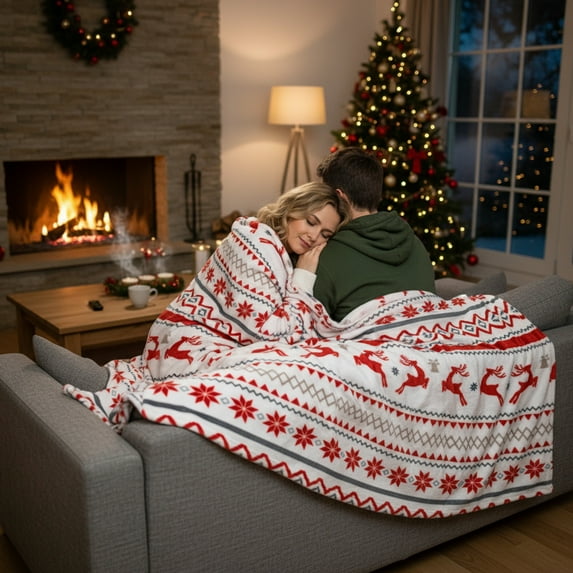 NWOKYZGH Red Snowflake Super Soft Flannel Throw Blanket - Cozy Fuzzy Plush for Couch - Christmas Decor - 51 x 59 Inch