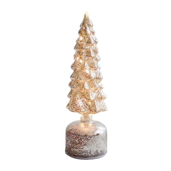 NWOKYZGH Rotating Light-Up Glass Christmas Tree Ornament Spinning Crystal Table Decorations