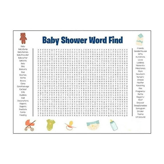 NWOKYZGH Search Poster Wall Game Large Find Decoration Include 50 Words Gender Reveal Coed Party Activities Keepsake for Guests and Mom
