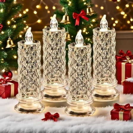 NWOKYZGH Set of 4 LED Crystal Candle Lights