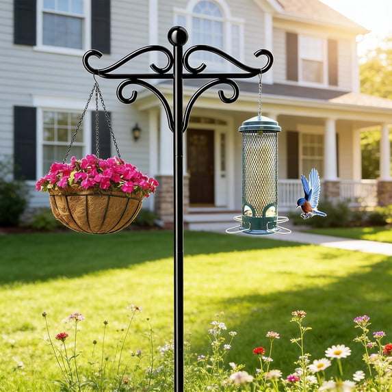 NWOKYZGH Shepherds Hooks for Outdoor, Heavy Duty Adjustable Bird Feeder Pole Garden Decor Shepherds Hook for Hanging Bird Feeder, Plant Baskets, Hummingbird Feeder for Outside