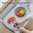 thumbnail image 1 of NWOKYZGH Over the Sink Cutting Board with Collapsible Colander, 2-In-1 Sink Drainer Board Anti-Slip Cutting Board and Detachable Draining Basket Plastic and Rubber, 1 of 9