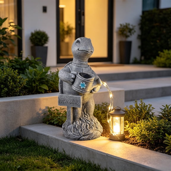 NWOKYZGH Solar Tortoise Garden Statues Outdoor Decor, Resin Tortoise Figurine Decorations with Solar Light, Cute Tortoise Sculpture for Garden Patio, Balcony, Yard, Lawn Ornament