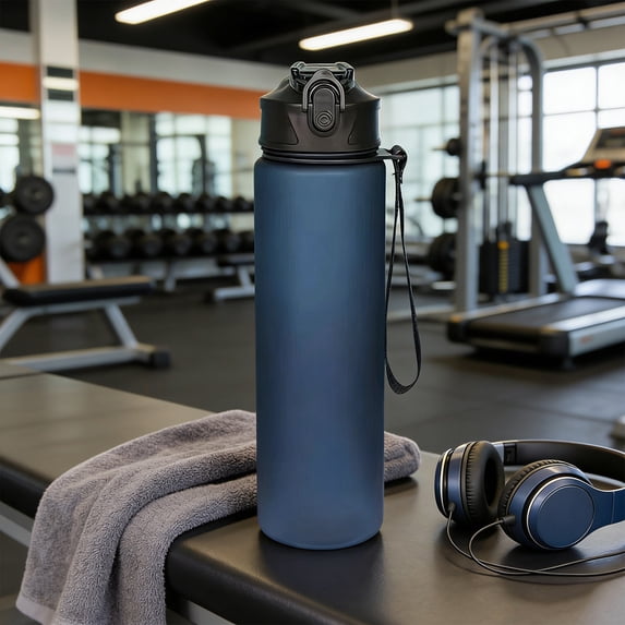 NWOKYZGH Sports Plastic Water Bottle, Removable, Leakproof BPA Free Dishwasher Safe Travel Water Bottle with Strap for Gym, Outdoor, Fitness
