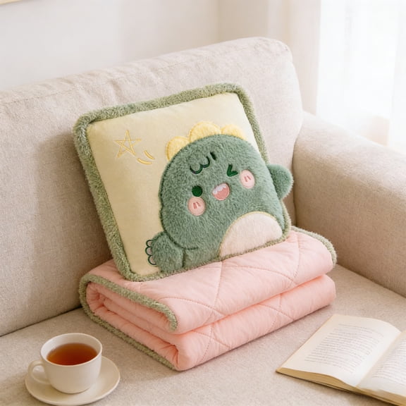 NWOKYZGH Stuffed Travel Blanket and Pillow Set, 2 in 1 Plush Stuffed Hugging Pillow with Warming Hands Pillow Blanket for Kids Gift Travel Airplane Train Bed office Nap