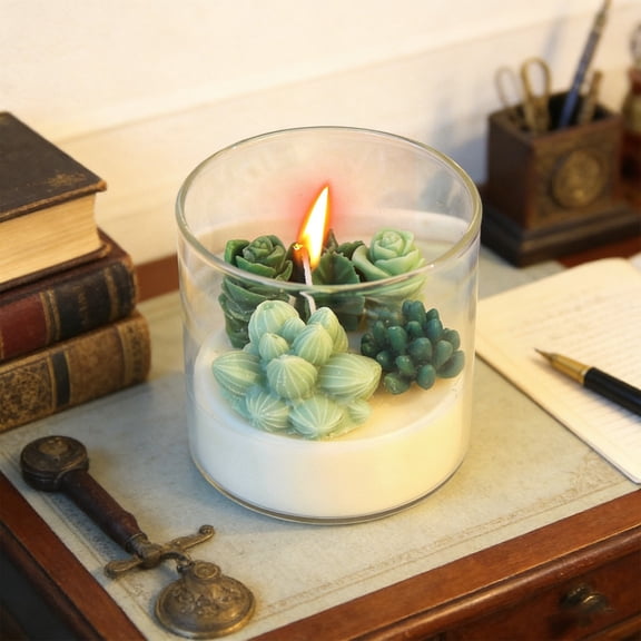 NWOKYZGH Succulent Cactus Candles Gift, Decorative Terrarium Plant Candles Votive for House Warming Wedding Baby Shower Spa Home Decoration Gifts