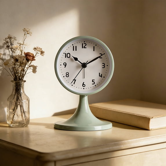 NWOKYZGH Vintage Table Clocks, Small Desk Clocks Decorative Metal Desk Shelf Clock Silent Non-Ticking Battery Operated Clock for Bedroom Living Room Decor