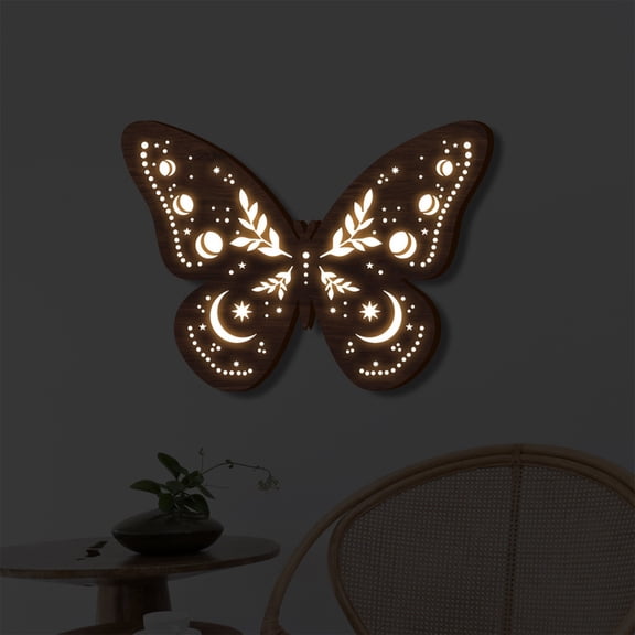 NWOKYZGH Wall Decoration Pendant Bohemian Wooden LED Night Light Wall Decoration Pendant
