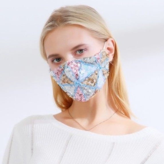 NWOKYZGH Washable Glitter Bling Women Face Mask, Breathable Reusable Adjustable Fashion Masquerade Facemasks
