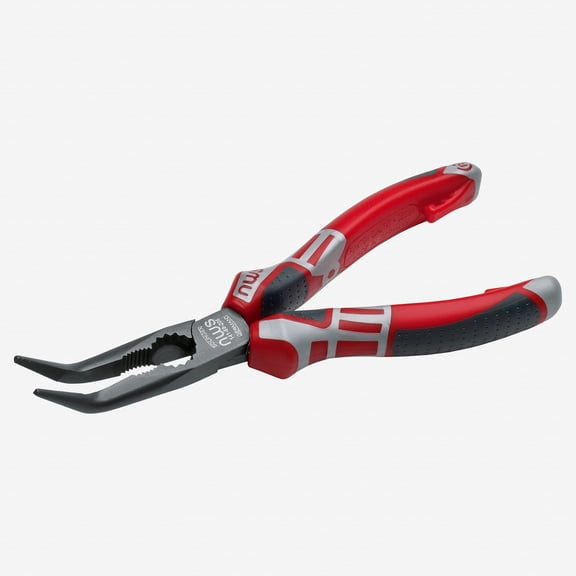 NWS 6.75" Chain Nose Pliers (Radio Pliers), angled 45 deg - TitanFinish - SoftGripp, Tethered Attachment