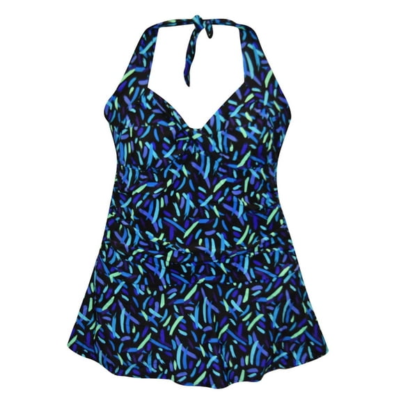 NWSC Women's Plus Size Swimdress Swimsuit Retro Halter 18 - 24W Confetti