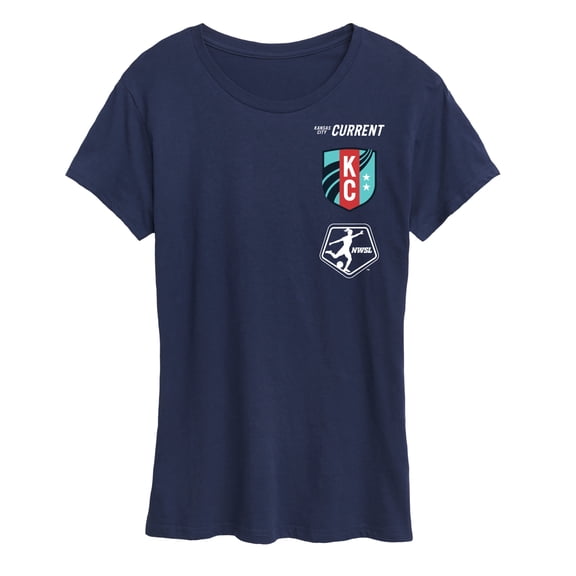 NWSL - Kansas City Current Stacked Logos - Ladies Short Sleeve Classic Fit Tee