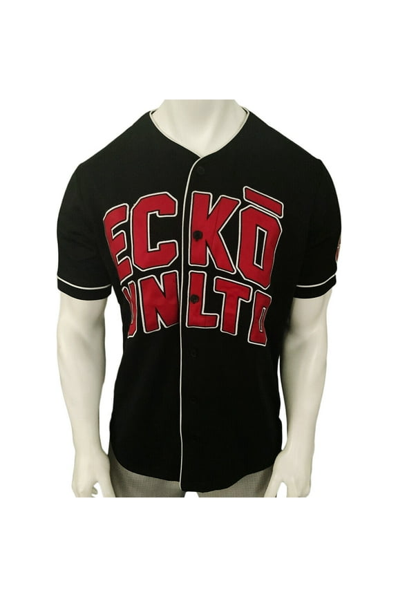 NWT Ecko Unltd. Authentic Men's Black Short Sleeve Button Up Baseball Jersey