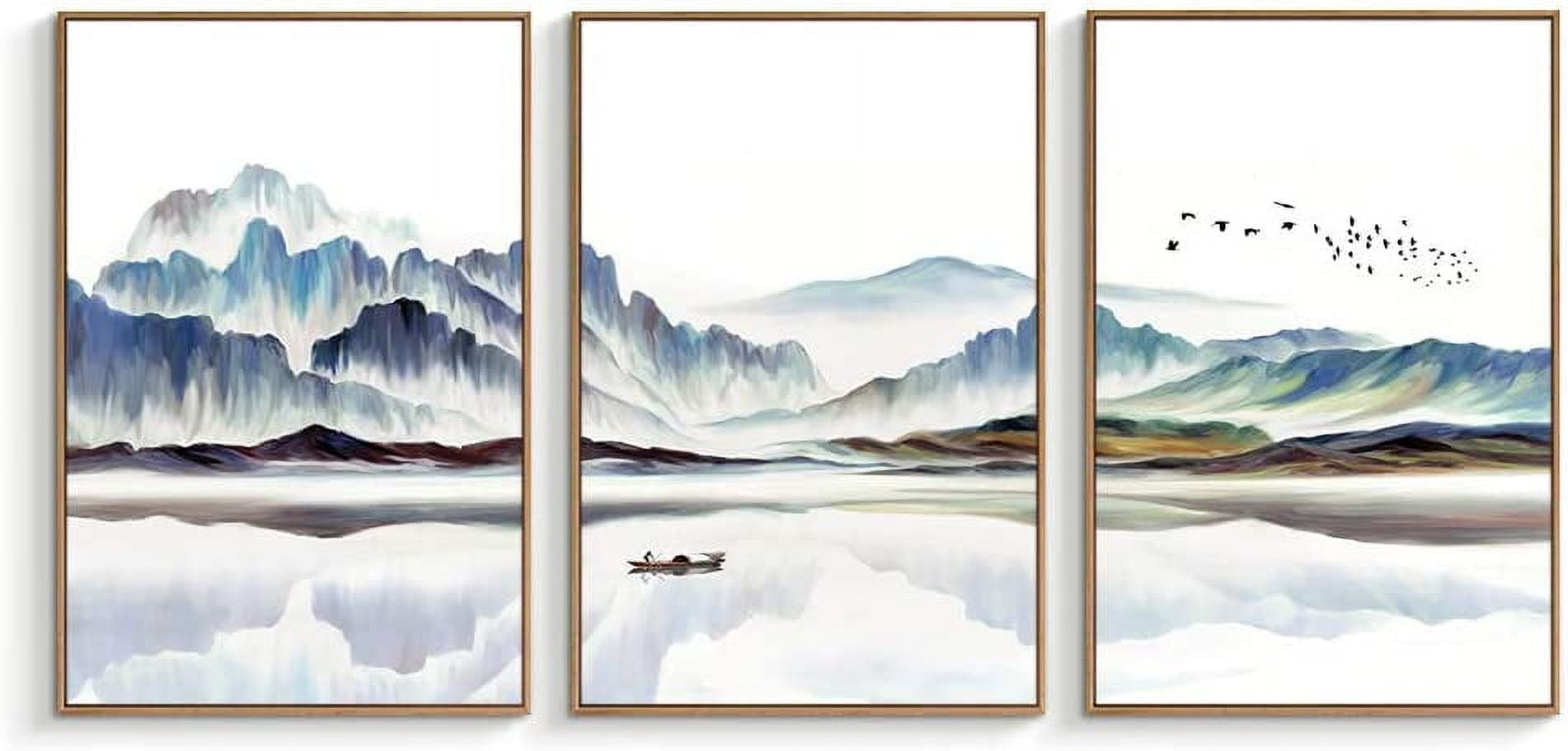 Framed Geometric Mountain Landscape Canvas Print Set