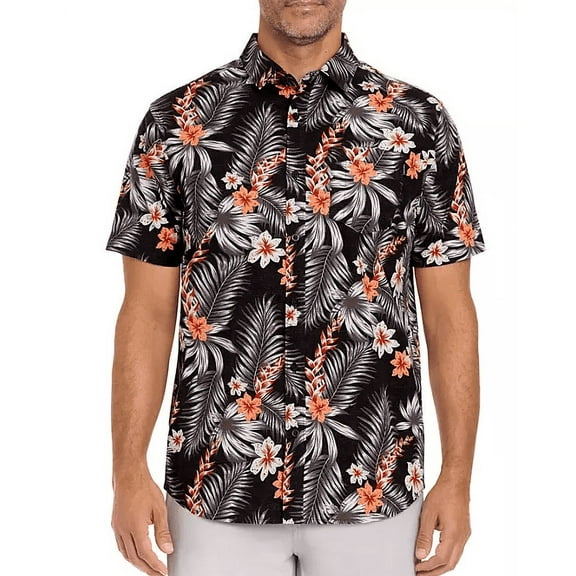 NWT Hurley Men's Short Sleeve Woven Patio Shirt (Black, Medium)