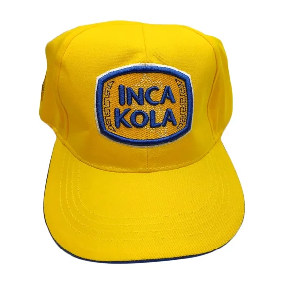 NWT Inca Kola Peru Golden Soda Drink Men's Hook & Loop Baseball Embroidered Hat