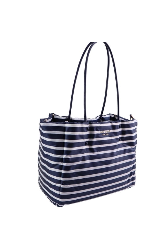 NWT Kate Spade EVERYTHING PUFFY STRIPE Large Tote Navy Stripe