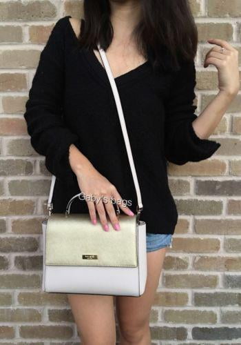NWT Kate Spade Paterson Court Brynlee Pebble Beige Gold Satchel Crossbody Bag