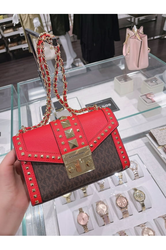 NWT MICHAEL KORS ROSE SMALL MINI CROSSBODY BAG LEATHER Dark Sangria Multi