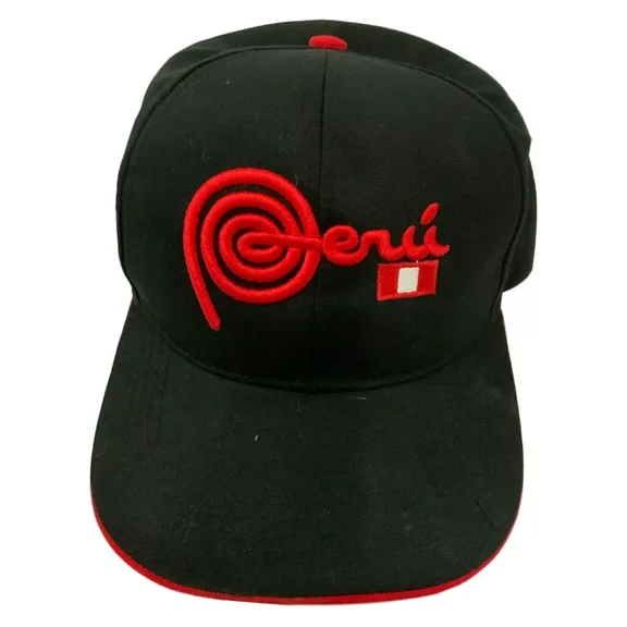 NWT Peru Embroidery Llama Alpaca Men's Black Hook & Loop Baseball Hat