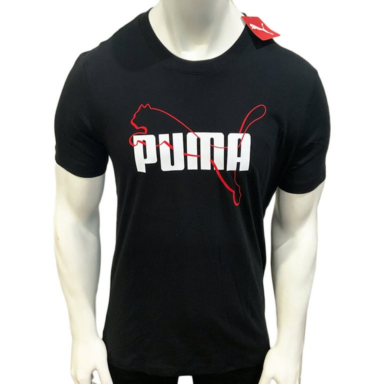 NWT Puma Entwined Sleeve Neck Men\'s Crew Black Authentic T-Shirt Short