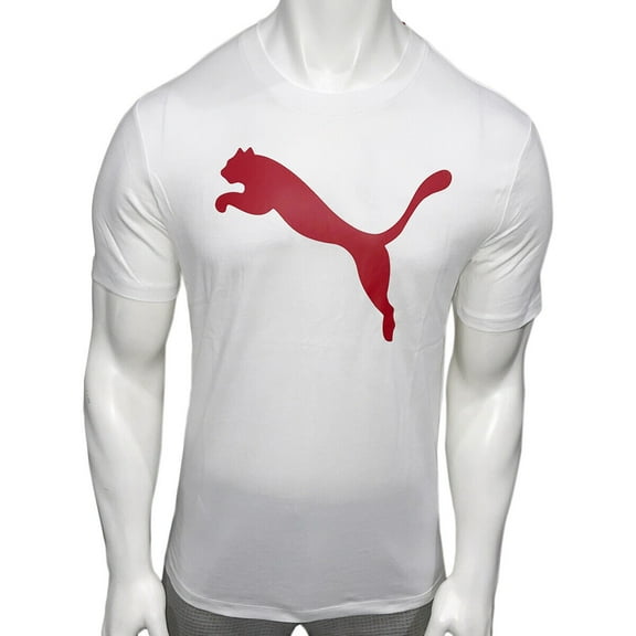 NWT Puma MSRP $42.99 Big Cat Logo Men's White Crew Neck Short Sleeve T-Shirt