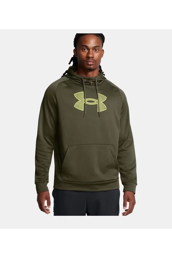 NWT Under Armour Men's Hoodie Big Logo 1379854 Fleece Hooded Marine OD Green Med