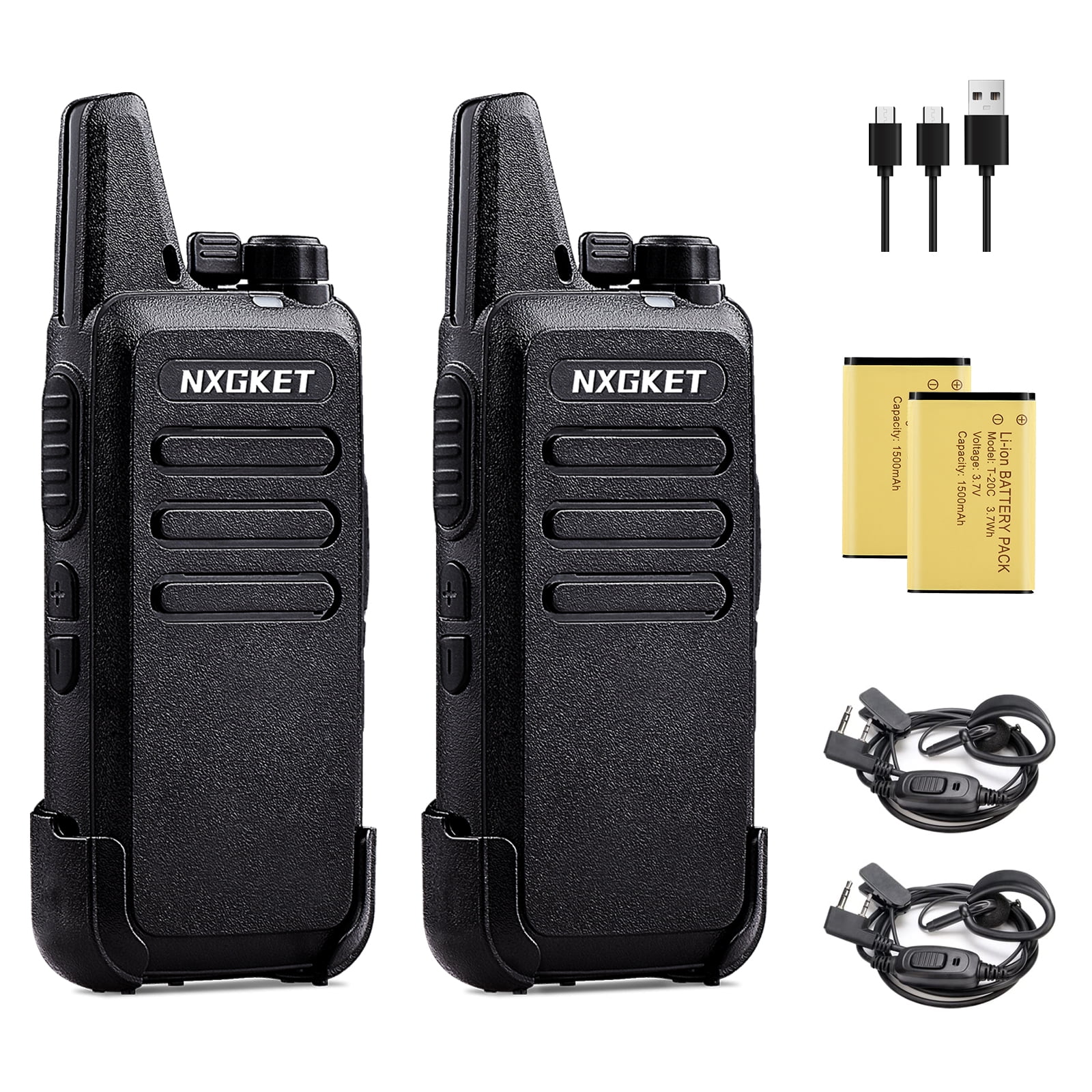NXGKET Walkie Talkies for Adults, Portable Two Way Radio Rechargeable Long  Range Hands Free with 1500mAh Battery Earpiece for Commercial Cruises Hotel  Hunting Hiking, Pack