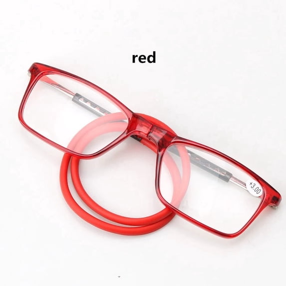 NXMY 2PCS Reading Glasses Men Hanging Folding Magnetic Front Click Connect Neck Readers Portable Reading Glasses for Men and Women 1 Magnification Red
