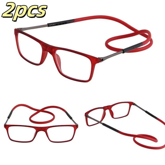 NXMY Portable Magnetic Reading Glasses for Men or Women, Readers for Women,Bluelight Reading Glasses Men Red, 1.0 x,2pcs