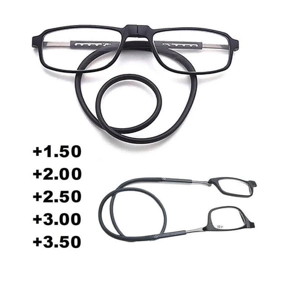 NXMY Reading Glasses Men Hanging Folding Magnetic Front Click Connect Neck Readers Portable Reading Glasses for Men and Women 1.5 Magnification Black