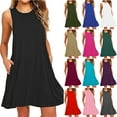 thumbnail image 1 of NXMZXB Summer Dresses for Women 2025 Sleeveless Sundress Loose Fit Casual Scoop Neck Swing T Shirt Dress Beach Cover Up Dresses with Pocket Gray XXL, 1 of 6