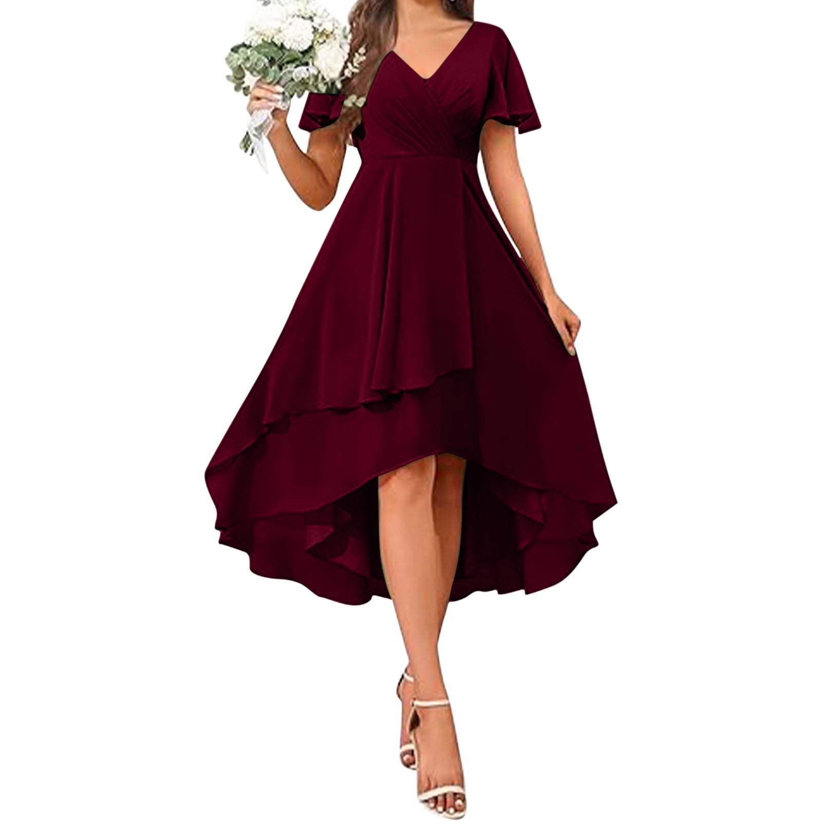 bridesmaid wine dresses red bridesmaid dresses with sleeves Plus Size Wine Red Bridesmaid Dresses Tulle V Neck Cold Sleeve Lisposa