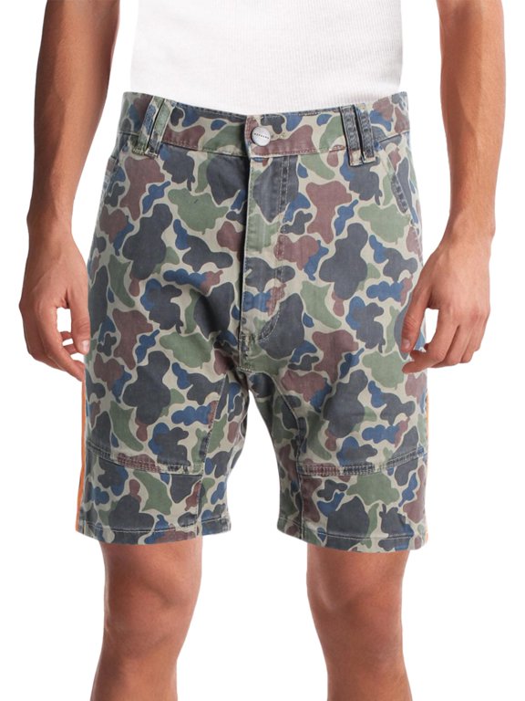 Mens Sergeant Camouflage Skinny Fit Casual Shorts Green 34