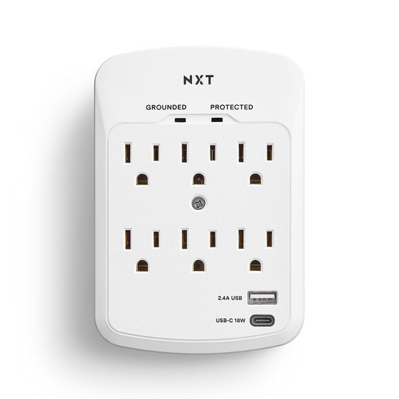 NXT Technologies 6-Outlet Plus USB Outlet Surge Protector 900 Joules (NX61427)