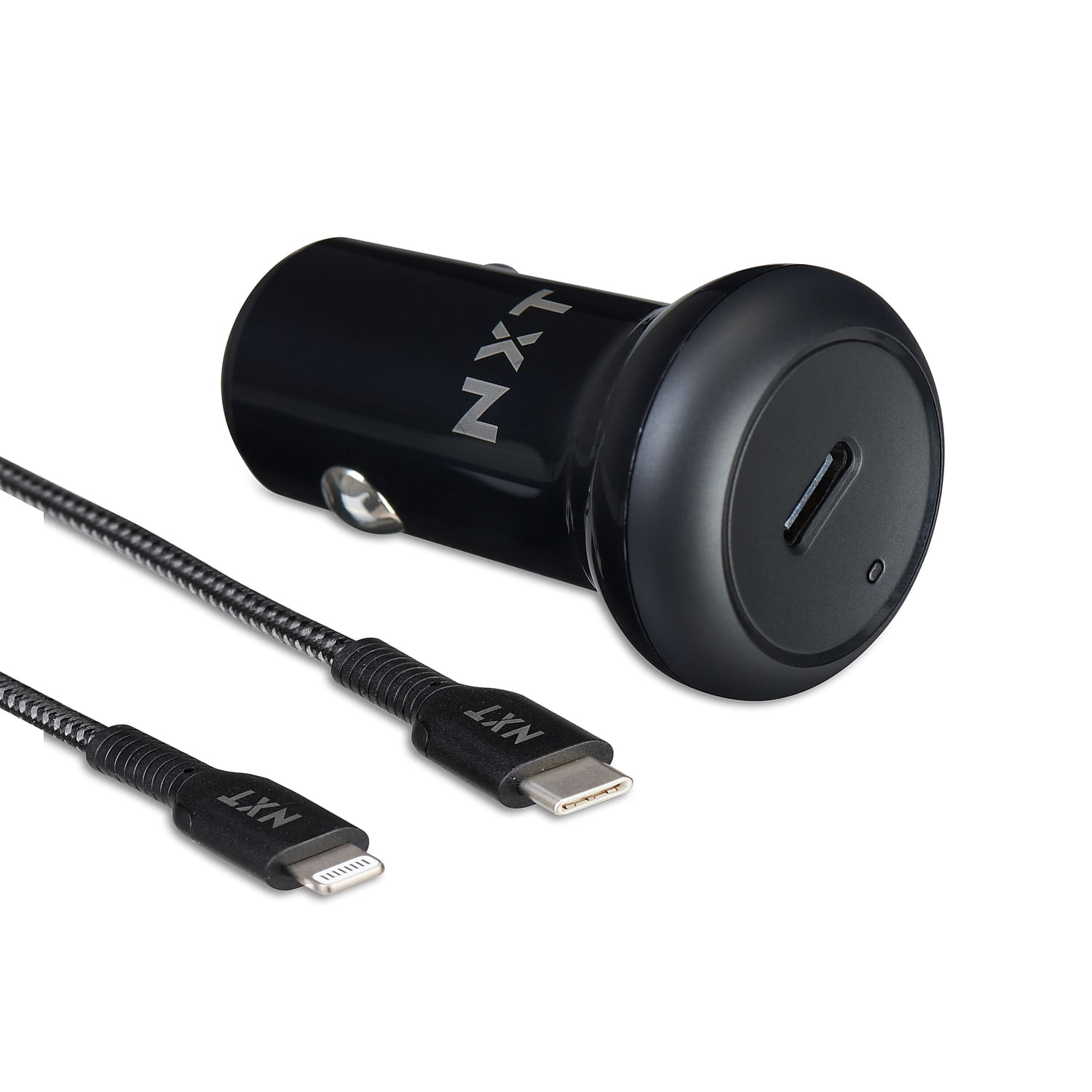 NXT Technologies USB-C Car Charger with Lightning Cable for iPhone/iPad Black (nx60451)