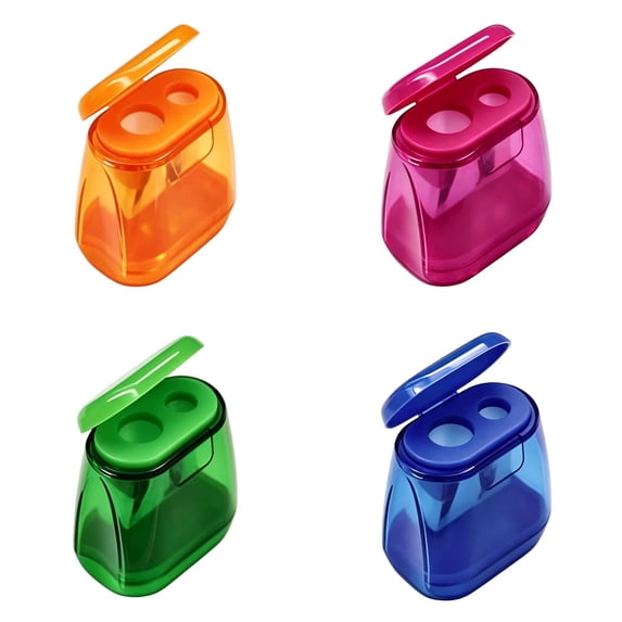 NXUJEUG Double Hole Pencil Sharpeners, 4Pcs Two Holes Manual pencil sharpeners for Standard Pencils, Large Colored Pencils, and Makeup Pencils (Multicolor)