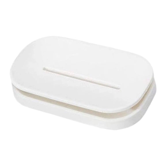NXUJEUG Self-Draining Soap Dish for Shower - Bar Soap Holder with Drainage Holes, Non-Slip Weighted Base, Removable Tray for Bathroom Sink or Shower Ledge, White