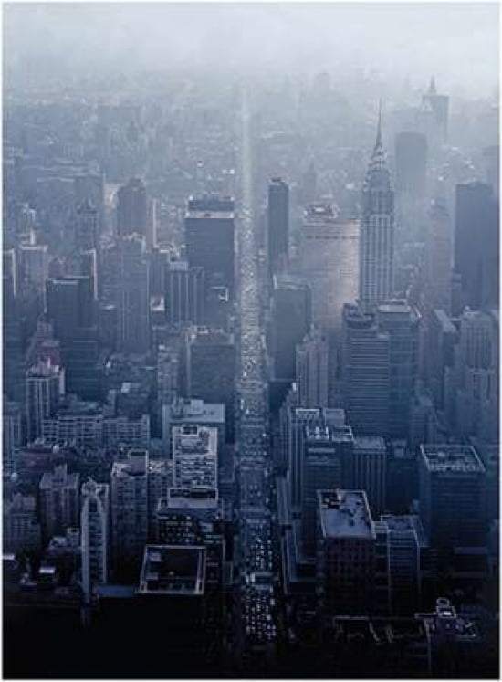 NY Aerial Straight Road Canvas Art - Pete Seaward (18 x 24)
