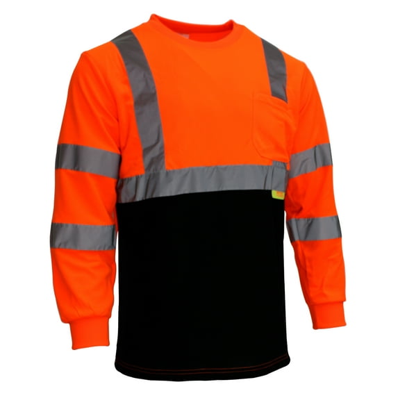 NY BFL High-Visibility Class 3 T Shirt with Moisture Wicking Mesh Birdseye, Black Bottom - Orange / Extra Large