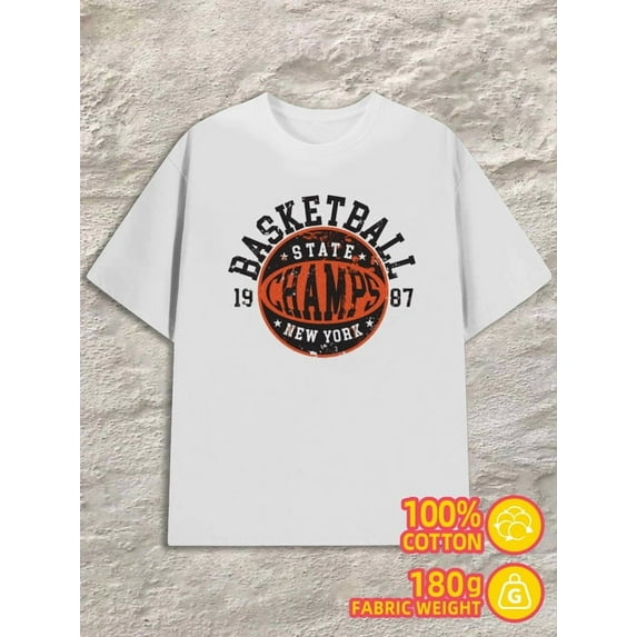 NY Basketball Champs for men 180G 100% Cotton white Vintage Unisex Shirt Graphic Tee tshirts Original Unisex Shirt Graphic tshirts Retro Unisex Shirt Cotton tshirts