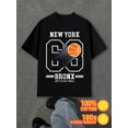 thumbnail image 1 of NY Basketball Tee men's black 180G 100% Cotton All-season fitness top,stylish athletic look,durable activewear Unique Design Unisex Shirt Graphic Tee tshirts, 1 of 7
