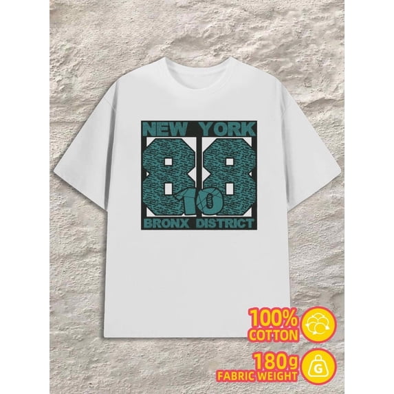Greenink NY Bronx 88 men 180G Cotton white Funny Unisex Shirt Cotton tshirts Fashion Unisex Shirt Graphic tshirts Basic Unisex Shirt Crewneck tshirts Casual Unisex Shir