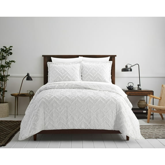 NY&C Home Cody 7-Piece Jacquard Cotton Quilt Set, King, White