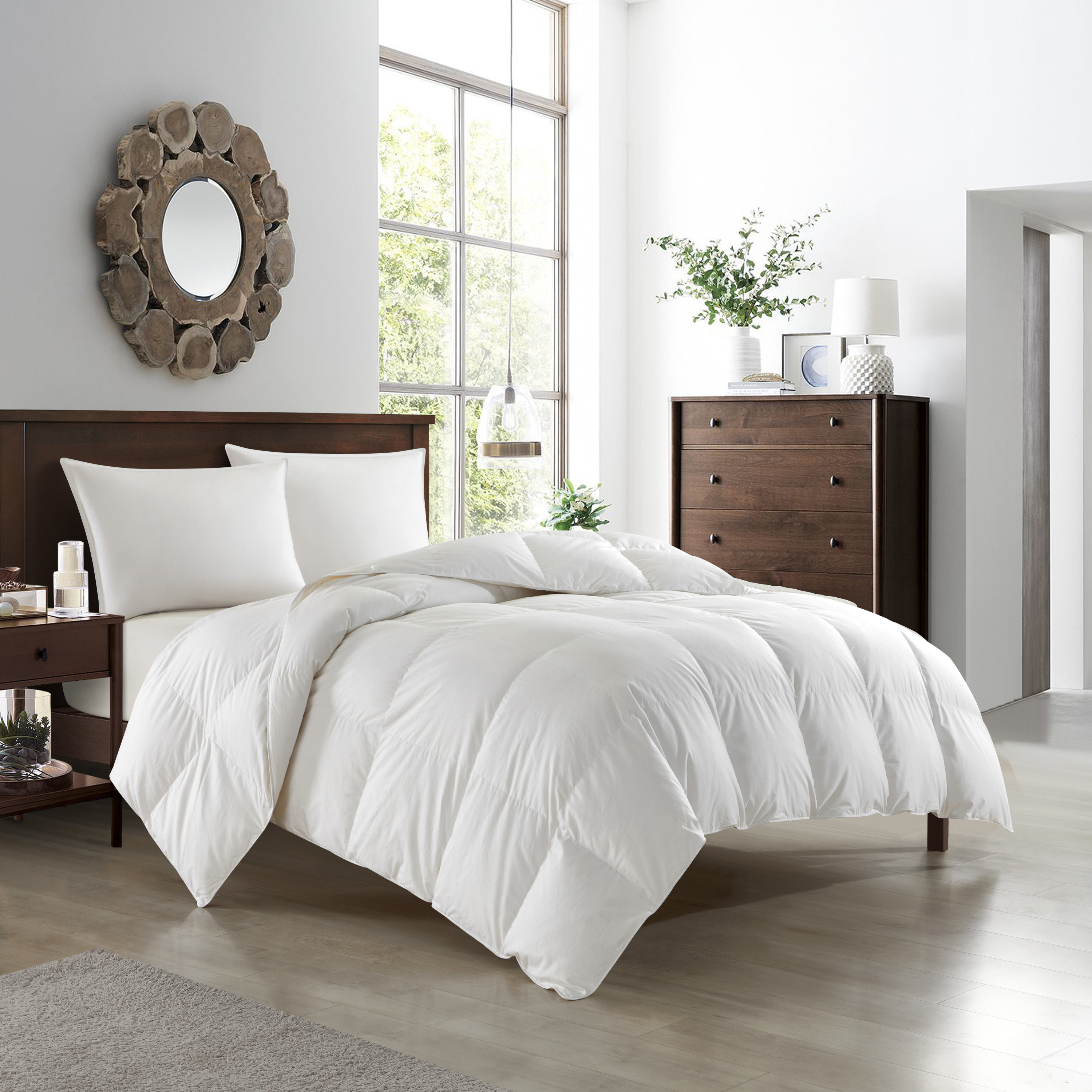 NY&C Home Gianna Comforter Cotton Shell Stitched White Duck Down ...