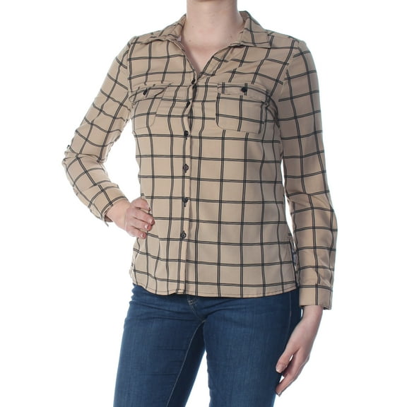 NY COLLECTION $44 Womens New 1192 Beige Printed Utility Top M Petites B+B