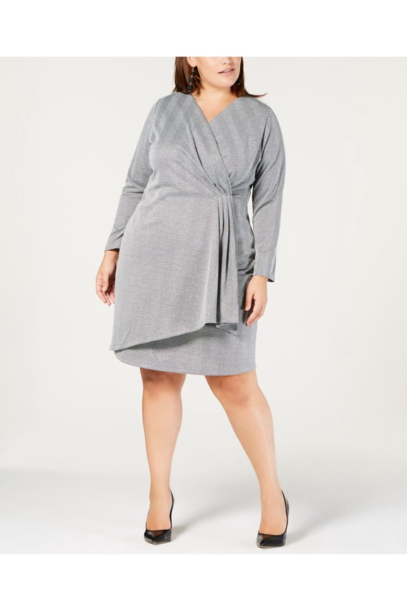 $70 Womens New Gray Striped Sheath Dress 2XP Petites B+B