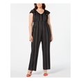 thumbnail image 1 of NY COLLECTION Womens Black Polka Dot Flutter Sleeve V Neck Jumpsuit Plus 3X, 1 of 2